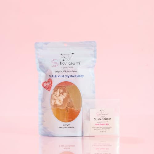Silky Gem® Sour Bites: Viral ASMR Crystal Candy with Signature Sizzle Glitter – Handcrafted Edible Jewelry – 6 oz Bag