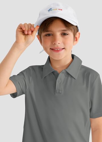 Image of MIVEI Kids' Performance School Uniform Polo Shirt Breathable UPF50+ | Youth Boys Girls Short Sleeve Golf Collared Shirts Grid Dry Fit Wrinkle Free Stretch Lightweight Cool Athletic Button Dress