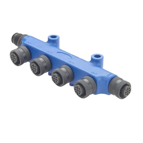 Image of NMEA 2000 N2k 4 Port MultiPort T Connector IP67 M12 5Pin Junction Box Distributor Backbone Drop Cables Tee Splitter 0101107801 for Marine Ship Yacht Lowrance Networks (Blue)