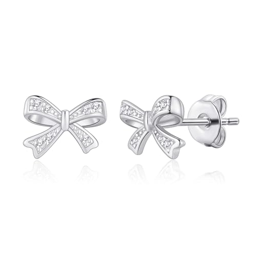 Philip Jones Silver Plated Bow Earrings Created with Zircondia Crystals