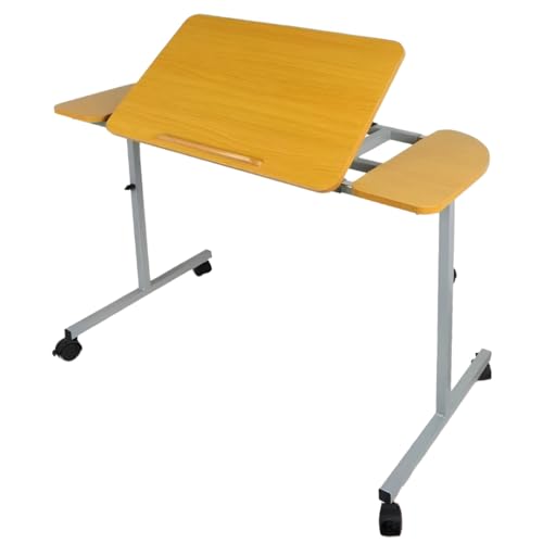 Eazy Extra-Wide Overbed Table with Wheels – Height Adjustable Bedside Table with Tilting Top, Removable Side Trays & Lockable Castors – Medical Tray Table for Bed, Chair, Elderly & Recovery Use