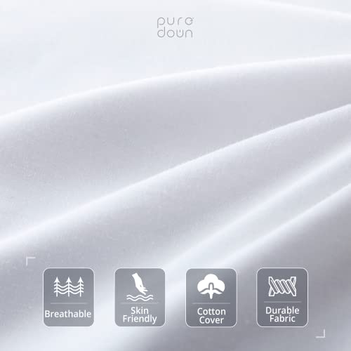 Puredown® Feathers Blend Soft And Flat Pillow With 100% Cotton Cover, King Size, Set Of 2 #TOP2