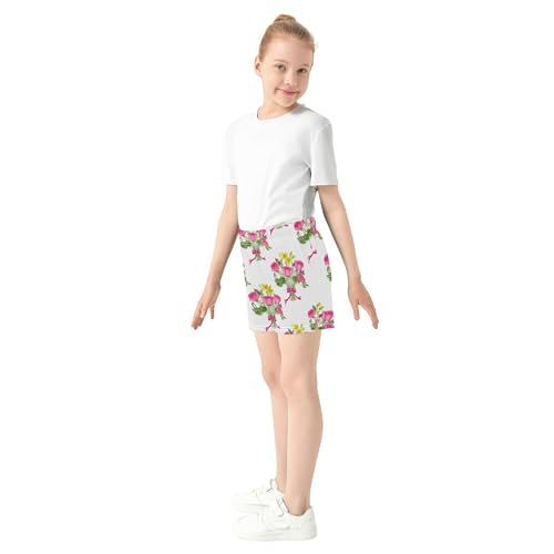 Girls Athletic Lounge Shorts Spring Floral Print Cute Summer Casual Comfy Pajama Sleepwear for Kids Teens, X-Small4