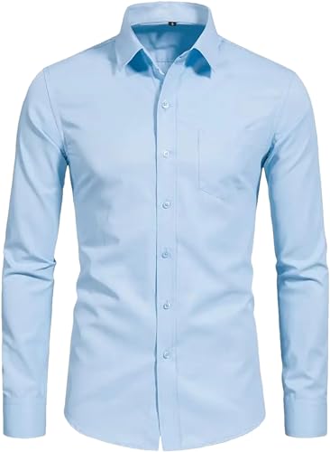 Chemise décontractée homme bleu clair idéale pour les sorties et le bureau