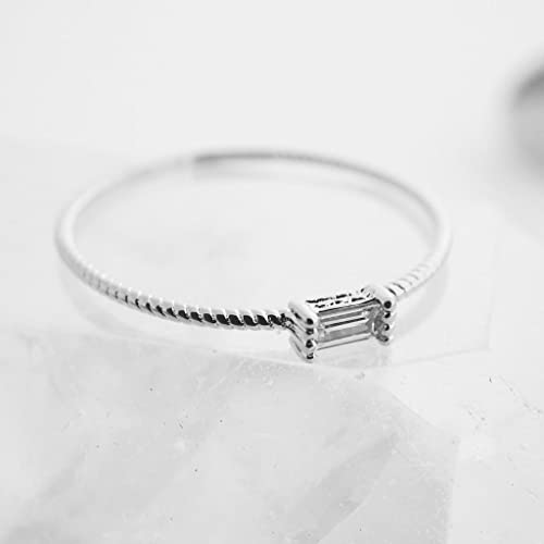 Honeycat Tiny Baguette Crystal Ring In 18K Gold Plate | Minimalist, Delicate Jewelry (Twist/S/7) #TOP2