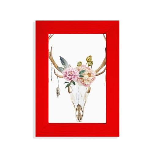 Cadre photo tête de cerf fleur rouge style rustique chic - 2