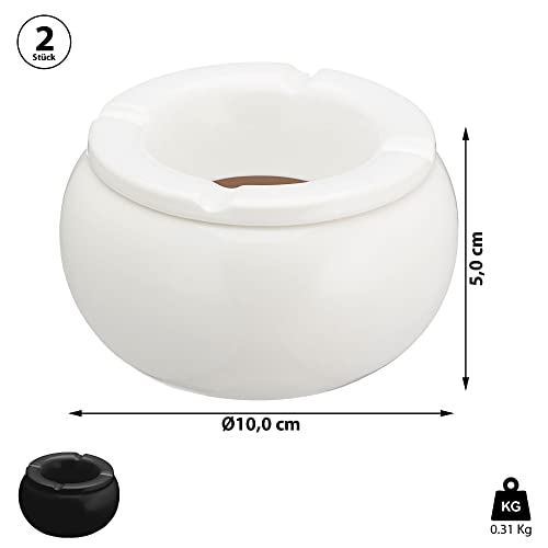 Sturmaschenbecher Ø 10 cm │ Keramik weiß schwarz │Aufsatz abnehmbar │Windaschenbecher (12 x Aschenbecher schwarz/weiß)