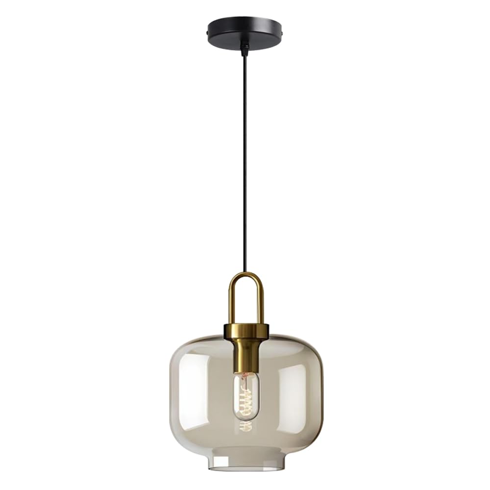 GUOGUOSM E26 Light Source Single Head Hanging Lamp, Nordic Industrial Style Chandelier, Creative Glass Pendant Light, Dining Room Balcony Kitchen Island Decorative Lighting Fixtures