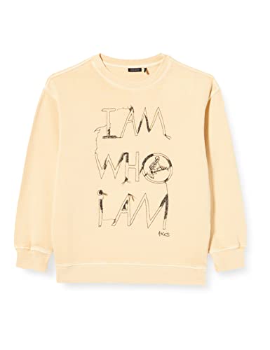 IKKS Junior Sweat Couleur blé Texte et Squelette Jouant de la Guitare brodés Noirs XU15033.71, 6 Ans Garçon