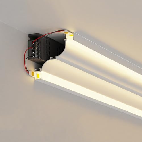 AGFKXO Crown Molding Ceiling Decor LED Indirect Lighting, Indirect Lighting Molding Diffuser for Ceiling Floor Wall, Wall Washer Profile Veil Frames/Skirting Line,Warm Light,1m(39.37in) A
