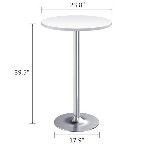 Image of Furmax Bistro Pub Table Round Bar Height Cocktail Table for Home Bar, Round Bar Tables for Party, Dining Room, Living Room and Wedding, Metal Base MDF Top, 40.6 Inch Height (4, White-2)