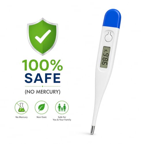 Image of Aika Digital Thermometer for Fever - Fast & Accurate Reading in 10 Seconds, F /C Dual Mode, Memory Function, Fever Alarm, Beep Alert, Auto Shut Off, Easy to Read LCD, Mercury-Free Safe Thermometer