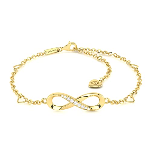 SERASAR Bracelet de Cheville Infini pour Femme Plaqué or 18 Carats Chaine Plaque Cadeau Bijoux Soeur Maman