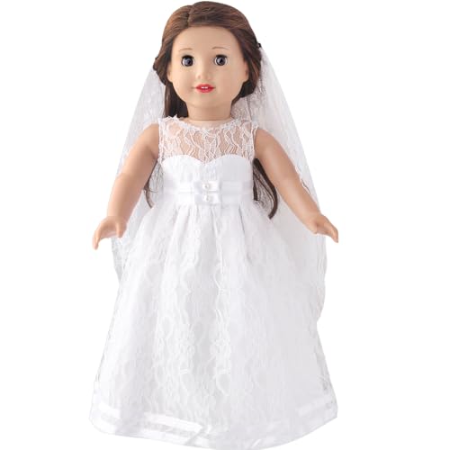 DUORUIMI Puppe Kleidung Weiße Hochzeit Lange Spitze Kleid für...