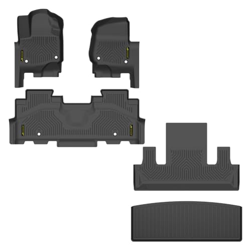 PIT66 Floor Mats Cargo Liners Compatible with Ford Expedition Max 2018-2025 with 2nd Row Bucket Seats (Heavy Duty) 5-Piece Premium All Weather Automotive TPE Liners alfombras para carro Fit