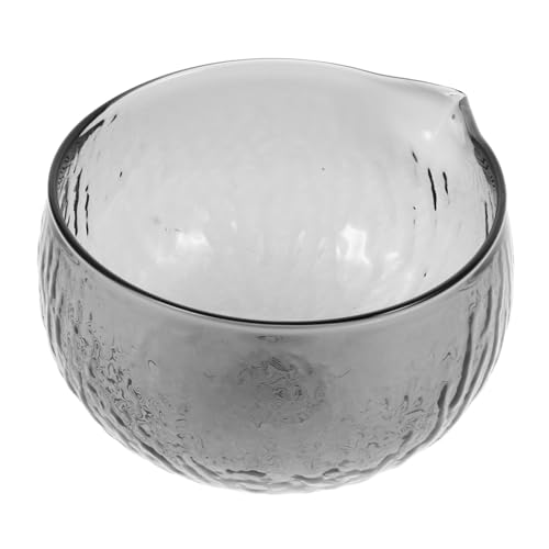 Healifty Clear Glass Matcha Bowl with Spout Textured Japanese Mixing Bowl for Easy Pouring Traditional Tea Serving Cup for Matcha Ceremony Tea Enthusiasts
