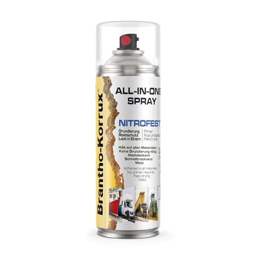 Brantho Korrux Rostschutzlack - All-in-One Sprühdose 1-K nitrofeste Metallschutzfarben Matt - 400ml Spraydose Nitrofest Schwarz Matt RAL9005