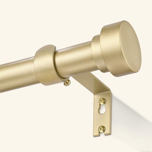 GEEBOBO Gold Curtain Rods for Windows 66 to 120 Inch 1 Inch Adjustable Heavy Duty Decorative Window Curtain Rod W1 (Gold 32-120)