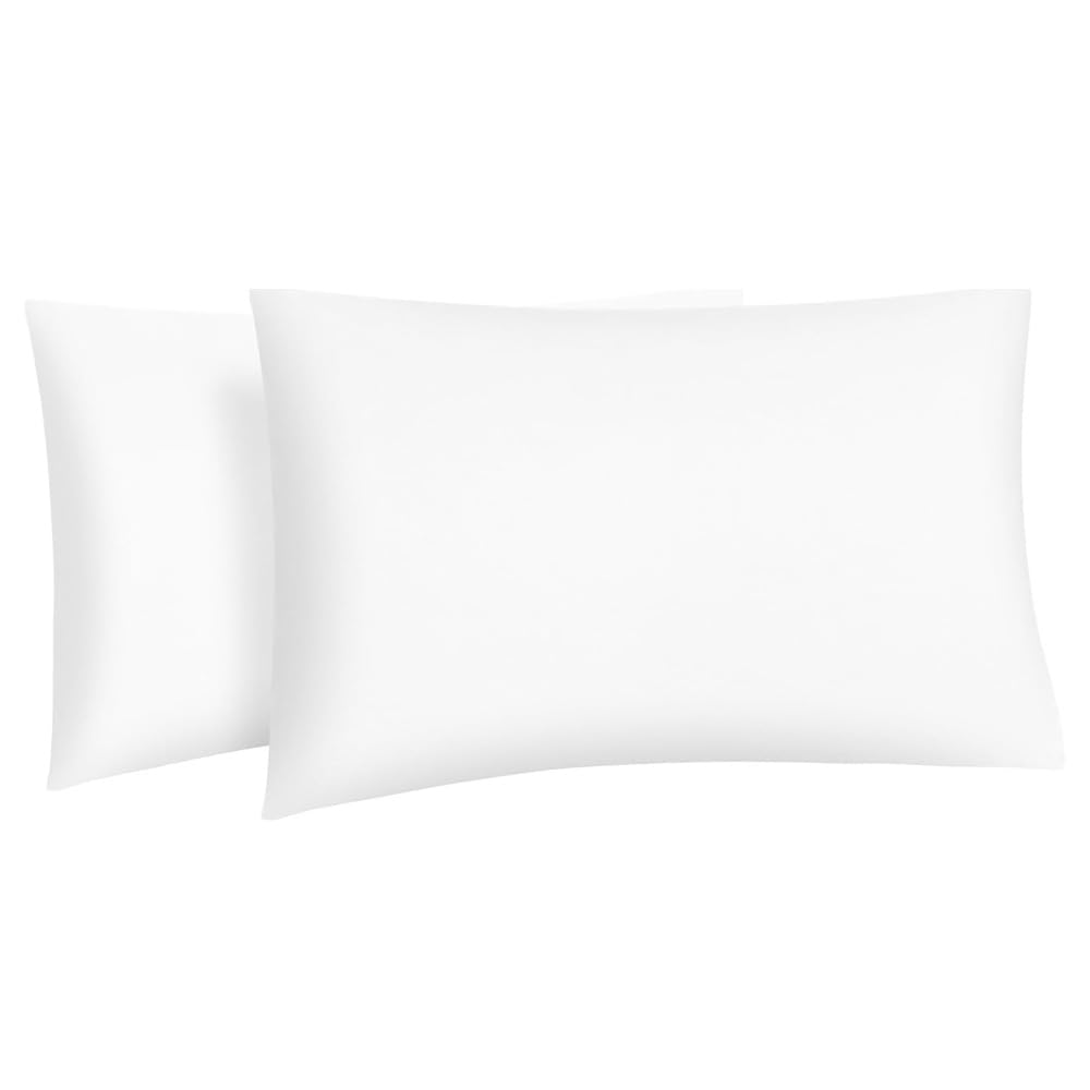 Pillow Cases 2 Pack White Pillow Covers Super Soft Cozy & Breathable Pillowcase Envelope Closure Hotel Quality Pillow Shams UK Standard Size