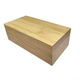 Caja de almacenamiento de madera de pino rústica con tapas superiores e inferiores con bisagras para organización de joyas, conservación de recuerdos y preparación de eventos (L)