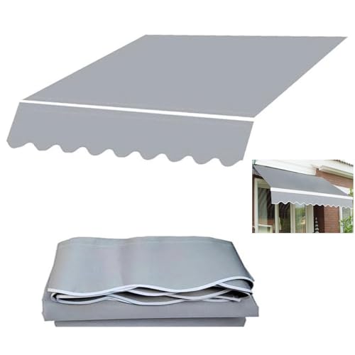 Tessuto di Ricambio per Tenda da Sole da Giardino con Retrattile Manuale con Mantovana Resistente All'acqua UV Sostituzione Della Protezione Solare Telo Parasole ,senza Corni(Size:3x2m,Color:Grigio)