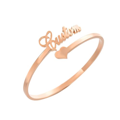 Personalized Name Bracelets for Women Custom Engraved Cuff Bangle with Name 18K Gold Plated Bracelets Customized Adjustable Open Bracelet Jewelry Gifts for Women Her Mom
