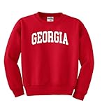 State of Georgia College Style White Fashion Unisex Boys Girls Crewneck Graphic Sweatshirt, Red, X-Large
