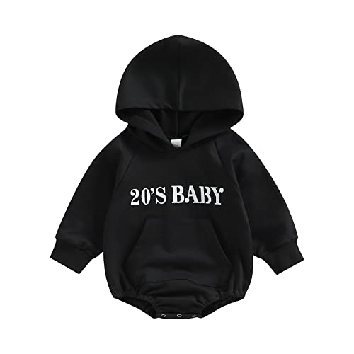 Image of xiqaalombvt Infant Baby Boy Girl Fall Clothes Hoodie Pullover Sweatshirt Romper Color Block Long Sleeve Romper Outfit