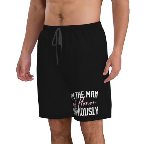 I'm The Man of Honor Obviously Men's Swim Trunks Quick Dry Beach Board Shorts Swimwear Bathing Suits,2