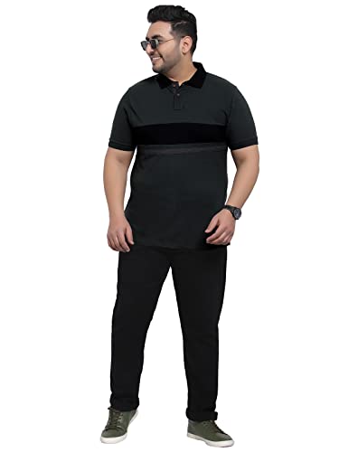 Kalt Men Half Sleeves Polo Neck Cotton Blend Striped T-Shirt
