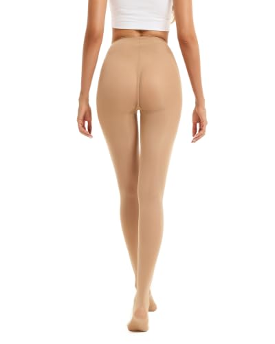 Image of Luxdovi Women Ultra Soft 50 Denier Silky Tights Semi Opaque Solid Color Pantyhose High Waist Footed Stockings