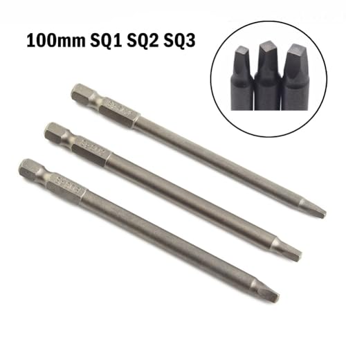 NiuLumea Lot de 3 embouts de tournevis carrés SQ1 SQ2 SQ3 de 100 mm de long en alliage d'acier haute dureté pour perceuses pneumatiques et électriques – vue 2