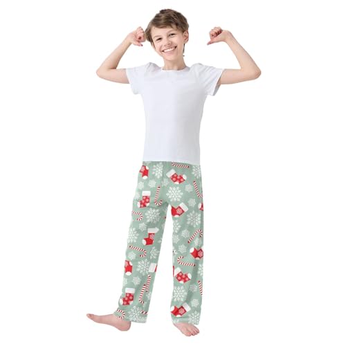 Boys' Pants Christmas Socks Canes Snowflakes Long Bottoms Jogger Pants Elastic Waist Trousers with Pockets S-XL2