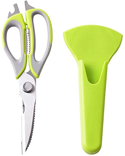 Kitchen Professional Scissors, Stainless Steel Multifunction Food Scissors Bottle Opener Detachable Cooking Shears for Meats, Herbs, Poultry Bones, Fish Scale, Vegetables, BBQ (Green)