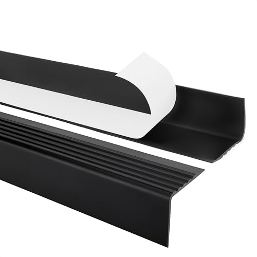 Preisvergleich Produktbild Quest Treppenkantenprofil Selbstklebend PVC Kunststoff Treppen-Kantenschutz 50x42mm, schwarz, 150cm
