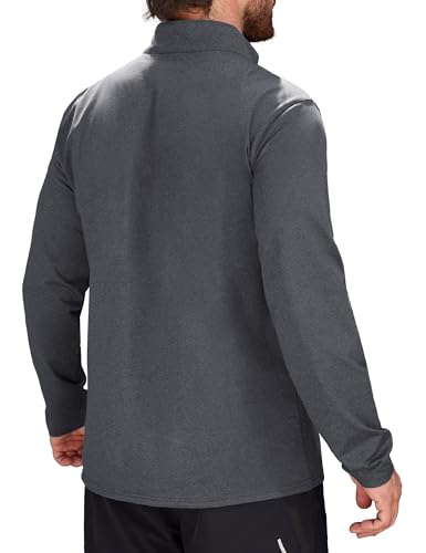 MAGCOMSEN Mens Quarter Zip Pullover Fleece Lined Long Sleeve Golf Shirts 1/4 Zip Thermal Running Athletic Sweatshirts3