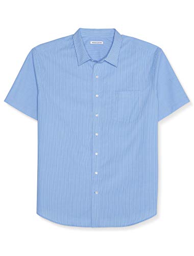 Amazon Essentials Men's Big & Tall Short-Sleeve Stripe Shirt fit by DXL, Blue, 2XLT