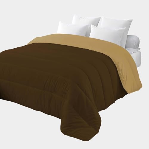 Corredocasa Trapunta 4 Stagioni Made in Italy Piumone Autunnale Invernale Imbottitura 340gr/mq Coperta in Morbida Microfibra di Poliestere Casa (Marrone/Beige, Matrimoniale 250x260)