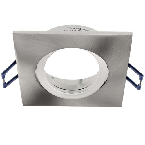 Planetitaly Einbaustrahler Rund Quadratisches Loch 70mm Modern Schwenkbar Lampenfassung (Silber gebürstet, Quadratisch)