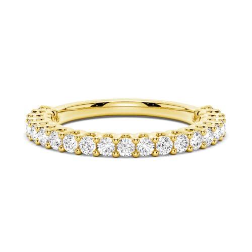 MSBLUE® 2mm Wedding Eternity Band Ring, Round Cut, 14K Gold Vermeil, Rhodium Finish