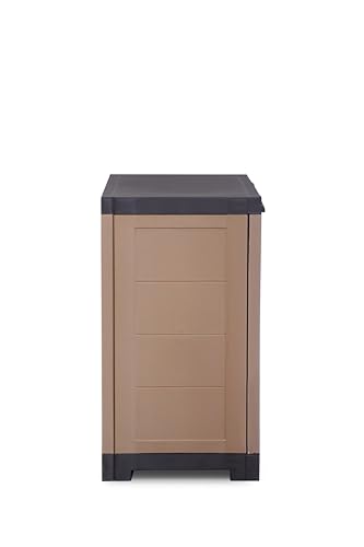 Image of Cello Novelty Compact Bookshelf, Walnut & Brown | 2 Dustproof Doors | Space Saving Cupboard | Plastic Book Shelf | Multipurpose Book Shelf for Home, Office | Book Organizer for Library