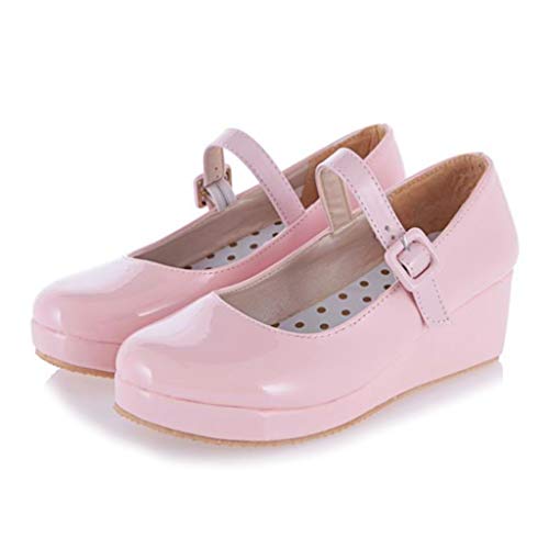 MIOKE Women's Fashion Wedge Mary Jane Pumps Round Toe Platform Mid Heel Comfort Party Wedding Dress Shoes