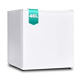 SMETA Getränkekühlschrank 46L - Mini Kühlschrank mit Gefrierfach - Klein Leiser Kühlschrank 39dB, Energieeffizient, 6-Stufen Thermostat 0-10°C, Weiß, für Zuhause Büro Camping Garten Outdoor