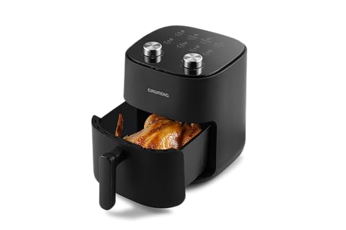 Grundig FRY 6321 L Heißluftfritteuse, 4,7 l Kapazität, 1.300 W, spülmaschinengeeigneter Korb, Temperatur- und Zeiteinstellung, Antihaftbeschichtung, Schwarz