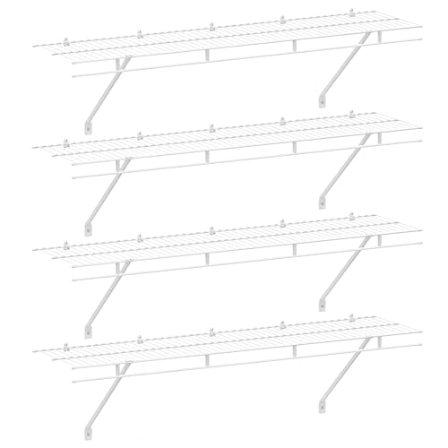 HAUSHOF Closet Shelves 4ft x 12in – Wall Mounted 4-Pack