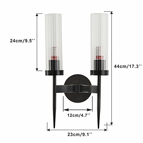 Image of BOKT Modern 2-Lights Matte Black Metal Vanity Light Fixture Clear Crystal Glass Bubble Wall Sconce Lighting Mid Century Wireless Wall Mounted Bedside Wall Lamps