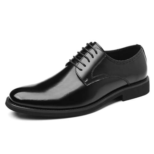 Men's Leather Lace Up Low Heel Dress Oxfords Comfort Breathable Non Slip Business Oxford Shoes Casual Daily Outdoor Work Shoes