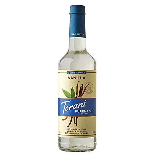 Torani Puremade Syrup, Zero Sugar Vanilla Flavor, Glass Bottle, Natural Flavors, 25.4 Fl. Oz, 750 ml