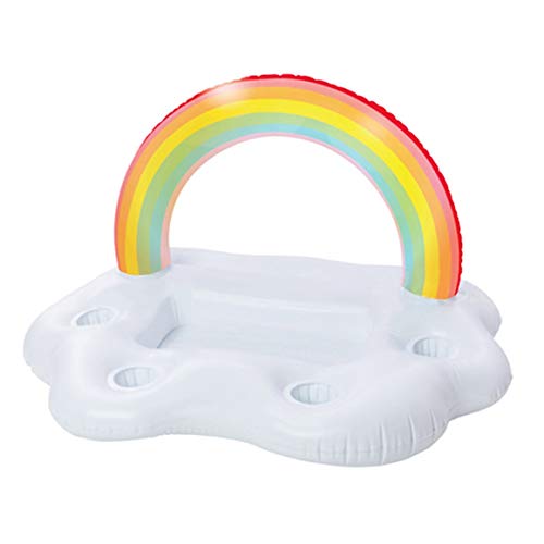 Summer Party Bucket Rainbow Cloud Portavasos Inflable Piscina Flotador Cerveza Beber Enfriador Mesa Bar Bandeja Playa Anillo de natación Paperllong®