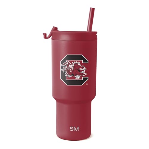 Image of Simple Modern South Carolina Gamecocks Tumbler with Straw, 30oz, Collegiate | Trek Officially Licensed University of South Carolina Insulated Water Bottle, Travel Mug | Football Gift for Men, Him, Her